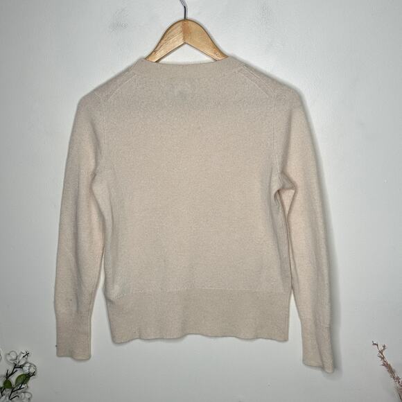 J. CREW Cashmere Classic-Fit Crewneck Sweater Heather Natural Sz S $148 {G50} - Picture 3 of 6